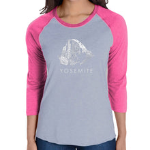 Load image into Gallery viewer, Yosemite - Women&#39;s Raglan Baseball Word Art T-Shirt