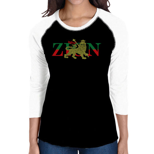 Zion One Love - Women's Raglan Baseball Word Art T-Shirt