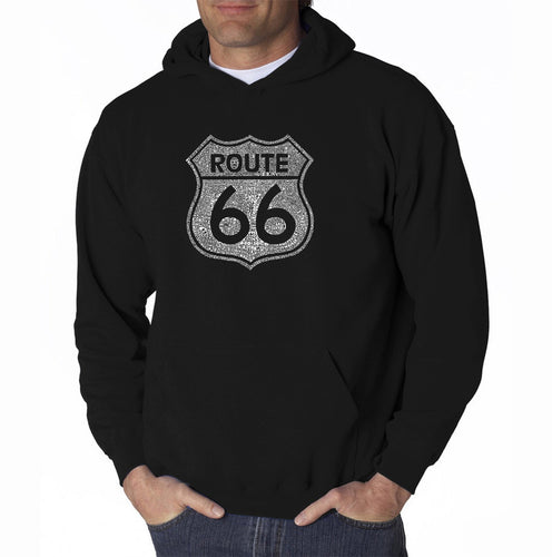 CITIES ALONG THE LEGENDARY ROUTE 66 - Men's Word Art Hooded Sweatshirt