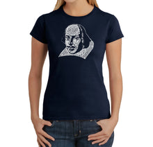 Load image into Gallery viewer, THE TITLES OF ALL OF WILLIAM SHAKESPEARE&#39;S COMEDIES &amp; TRAGEDIES - Women&#39;s Word Art T-Shirt