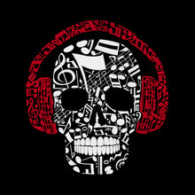 Load image into Gallery viewer, LA Pop Art Boy&#39;s Word Art Hooded Sweatshirt - Music Notes Skull
