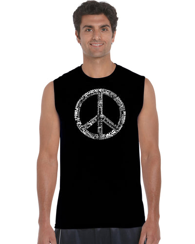 THE WORD PEACE IN 77 LANGUAGES - Men's Word Art Sleeveless T-Shirt