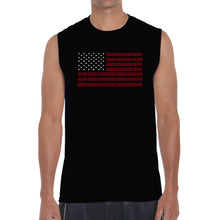 Load image into Gallery viewer, USA Flag  - Men&#39;s Word Art Sleeveless T-Shirt