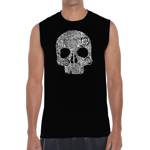 Flower Skull  - Men's Word Art Sleeveless T-Shirt