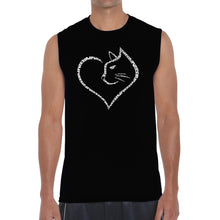 Load image into Gallery viewer, Cat Heart - Men&#39;s Word Art Sleeveless T-Shirt