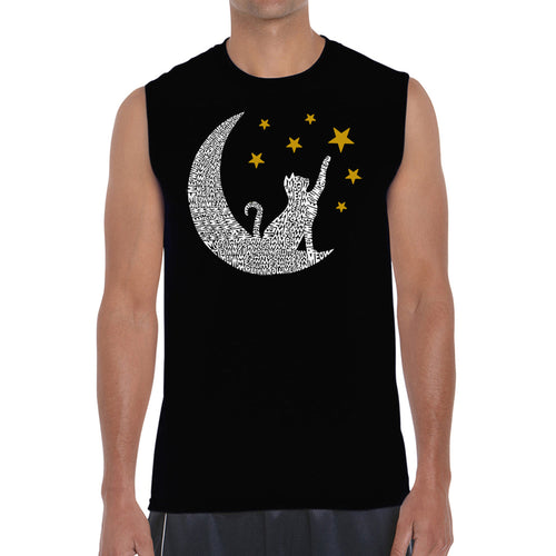 Cat Moon - Men's Word Art Sleeveless T-Shirt