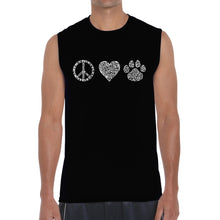 Load image into Gallery viewer, Peace Love Cats  - Men&#39;s Word Art Sleeveless T-Shirt