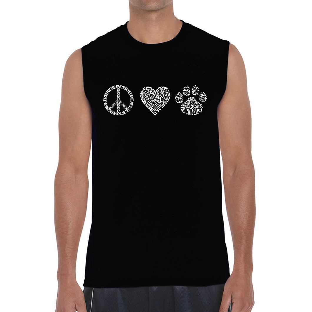 Peace Love Cats  - Men's Word Art Sleeveless T-Shirt