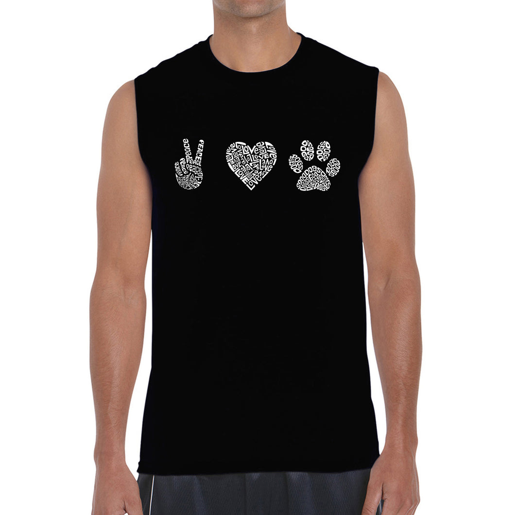 Peace Love Dogs  - Men's Word Art Sleeveless T-Shirt