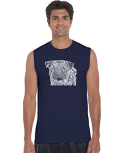 Load image into Gallery viewer, Pug Face - Men&#39;s Word Art Sleeveless T-Shirt