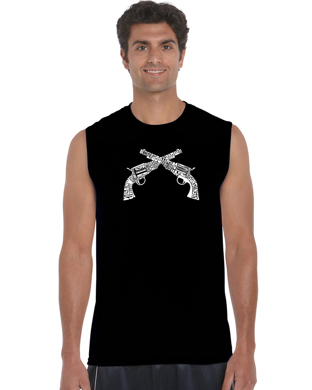 CROSSED PISTOLS - Men's Word Art Sleeveless T-Shirt