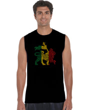 Load image into Gallery viewer, One Love Rasta Lion - Men&#39;s Word Art Sleeveless T-Shirt