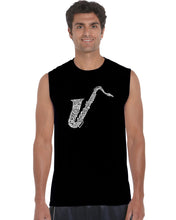 Load image into Gallery viewer, Sax - Men&#39;s Word Art Sleeveless T-Shirt
