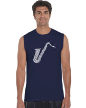 Load image into Gallery viewer, Sax - Men&#39;s Word Art Sleeveless T-Shirt