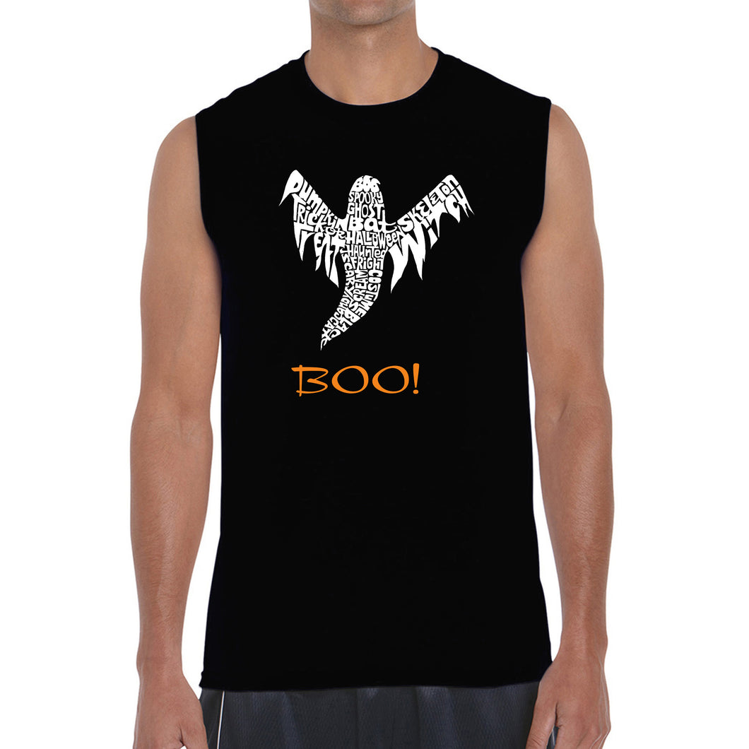 Halloween Ghost - Men's Word Art Sleeveless T-Shirt
