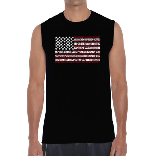 50 States USA Flag  - Men's Word Art Sleeveless T-Shirt