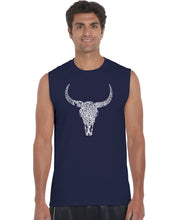Load image into Gallery viewer, Texas Skull - Men&#39;s Word Art Sleeveless T-Shirt