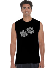 Load image into Gallery viewer, Woof Paw Prints -  Men&#39;s Word Art Sleeveless T-Shirt