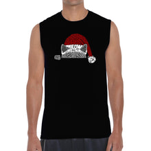 Load image into Gallery viewer, Christmas Peeking Cat - Men&#39;s Word Art Sleeveless T-Shirt