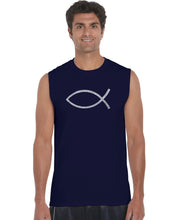 Load image into Gallery viewer, JESUS FISH - Men&#39;s Word Art Sleeveless T-Shirt