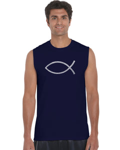 JESUS FISH - Men's Word Art Sleeveless T-Shirt