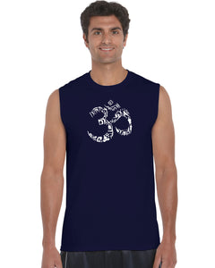 THE OM SYMBOL OUT OF YOGA POSES - Men's Word Art Sleeveless T-Shirt