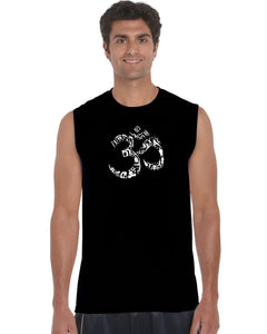 THE OM SYMBOL OUT OF YOGA POSES - Men's Word Art Sleeveless T-Shirt