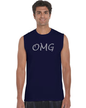 Load image into Gallery viewer, OMG - Men&#39;s Word Art Sleeveless T-Shirt