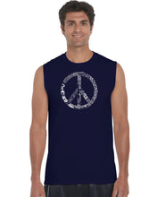 Load image into Gallery viewer, PEACE, LOVE, &amp; MUSIC - Men&#39;s Word Art Sleeveless T-Shirt