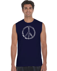 PEACE, LOVE, & MUSIC - Men's Word Art Sleeveless T-Shirt