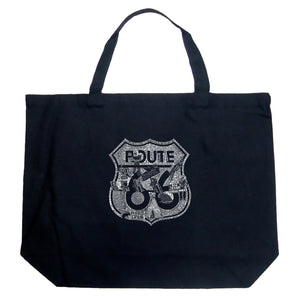 Stops Along Route 66 - Large Word Art Tote Bag