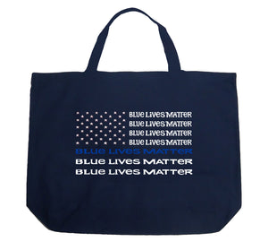 Blue Lives Matter - Large Word Art Tote Bag