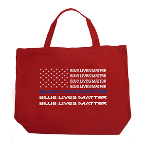 Blue Lives Matter - Large Word Art Tote Bag