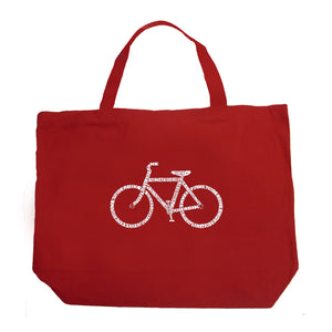 SAVE A PLANET, RIDE A BIKE - Large Word Art Tote Bag