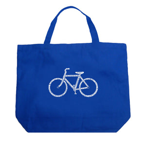 SAVE A PLANET, RIDE A BIKE - Large Word Art Tote Bag