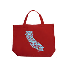 Load image into Gallery viewer, California Hearts  - Large Word Art Tote Bag
