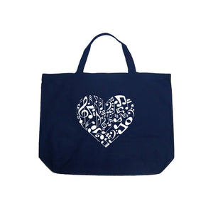 Heart Notes  - Large Word Art Tote Bag