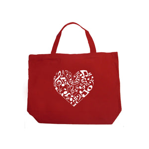 Heart Notes  - Large Word Art Tote Bag