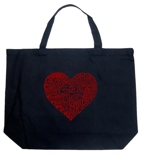 Country Music Heart - Large Word Art Tote Bag