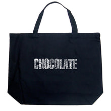 Load image into Gallery viewer, Different foods made with chocolate - Large Word Art Tote Bag