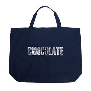 Different foods made with chocolate - Large Word Art Tote Bag