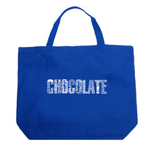 Load image into Gallery viewer, Different foods made with chocolate - Large Word Art Tote Bag