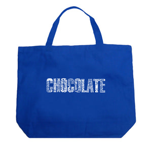 Different foods made with chocolate - Large Word Art Tote Bag