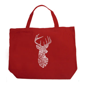 Types of Deer - Large Word Art Tote Bag