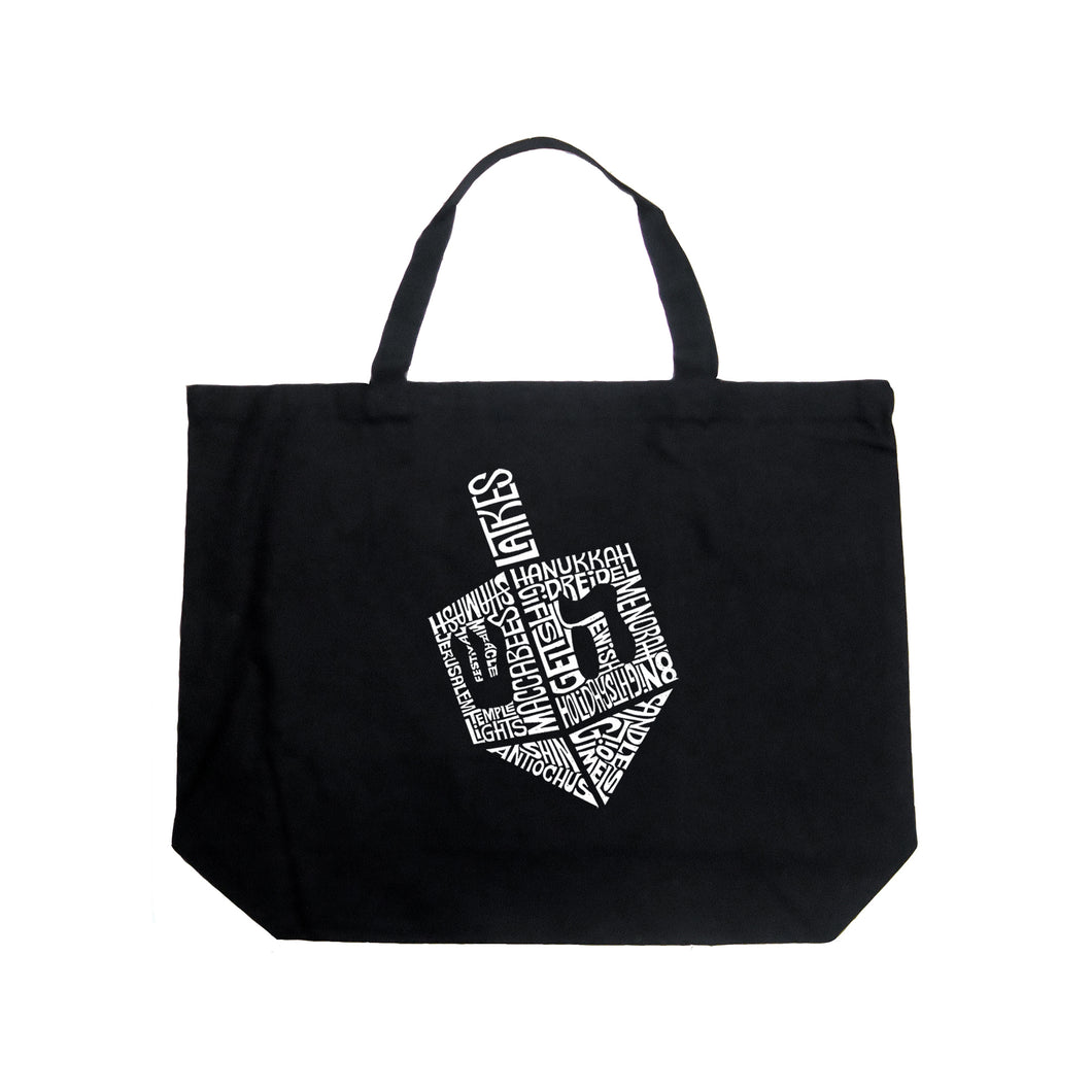 Hanukkah Dreidel - Large Word Art Tote Bag