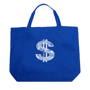 Dollar Sign - Large Word Art Tote Bag