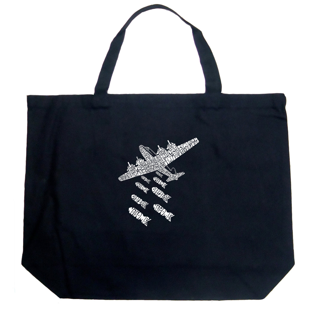 DROP BEATS NOT BOMBS - Large Word Art Tote Bag