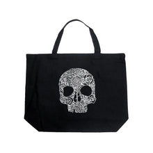 Load image into Gallery viewer, Flower Skull  - Large Word Art Tote Bag