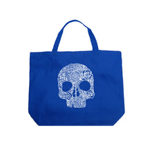 Load image into Gallery viewer, Flower Skull  - Large Word Art Tote Bag