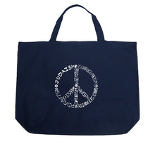 Load image into Gallery viewer, Different Faiths peace sign - Large Word Art Tote Bag